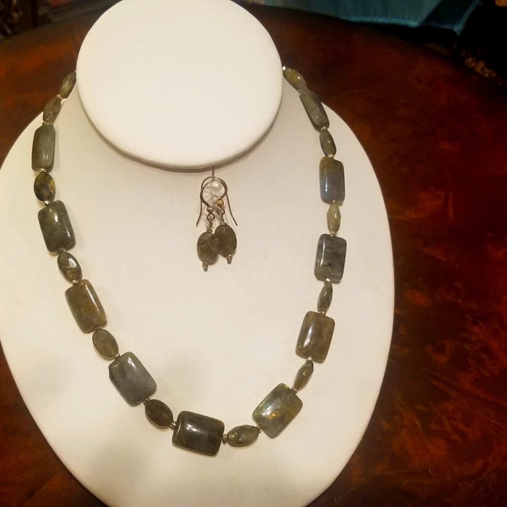 Beautiful Labradorite necklace and earrings set